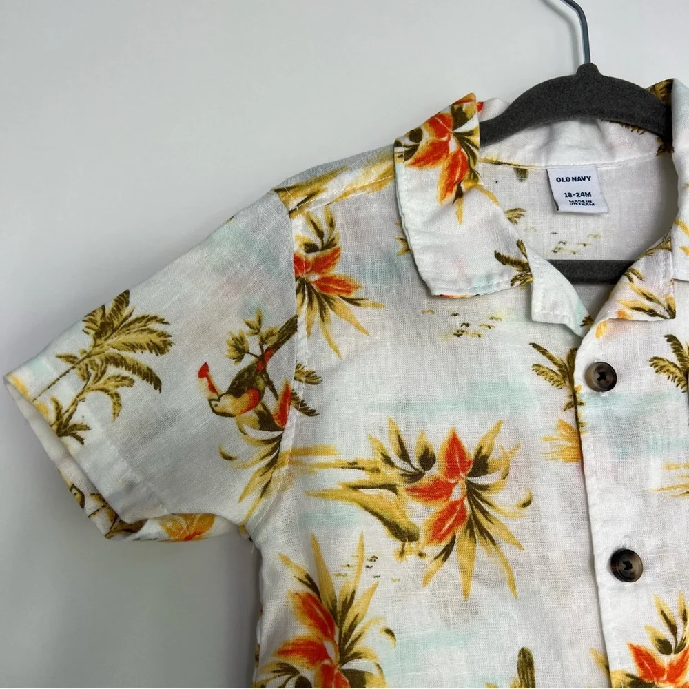 Short-Sleeve‎ Linen-Blend Pocket Shirt for Boys 18-24 M